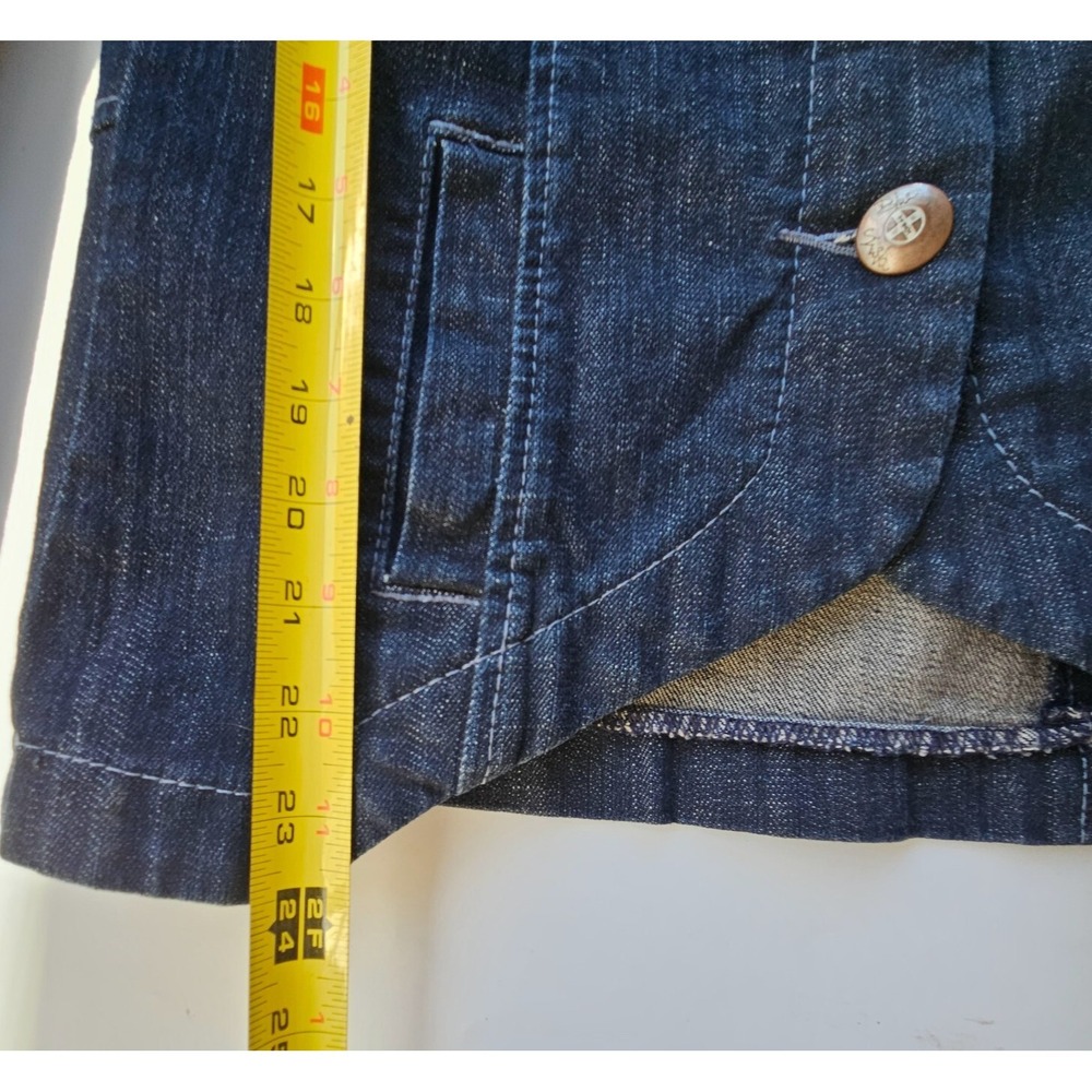 Blue Sista by DiDi Dark Blue Denim Jacket Blazer w/Side Pockets Sz M Slim Fit - Picture 10 of 12
